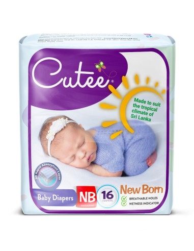 Cutee Baby Diapers 16pcs Pack - New Born