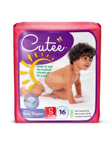 Cutee Baby Diapers 16pcs Pack - Small