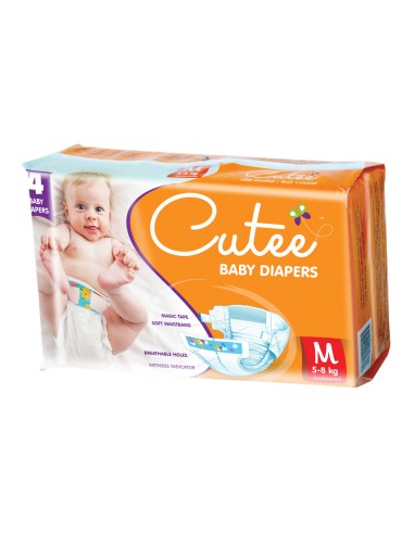 Cutee Baby Diapers 4pcs Pack - Medium