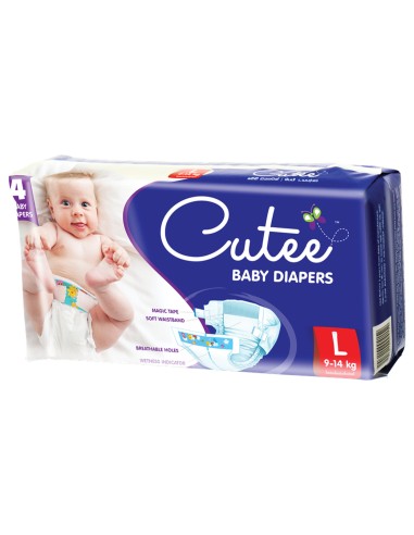 Cutee Baby Diapers 4pcs Pack - Large