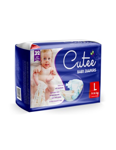 Cutee Baby Diapers 32pcs Family Pack - Large